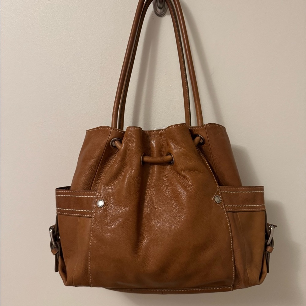 Fossil Tan Leather Tote Bag